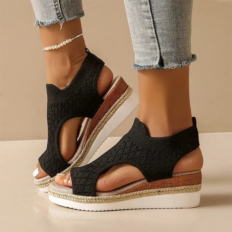 Orianne - Sandalias de cuña con punta abierta y transpirables
