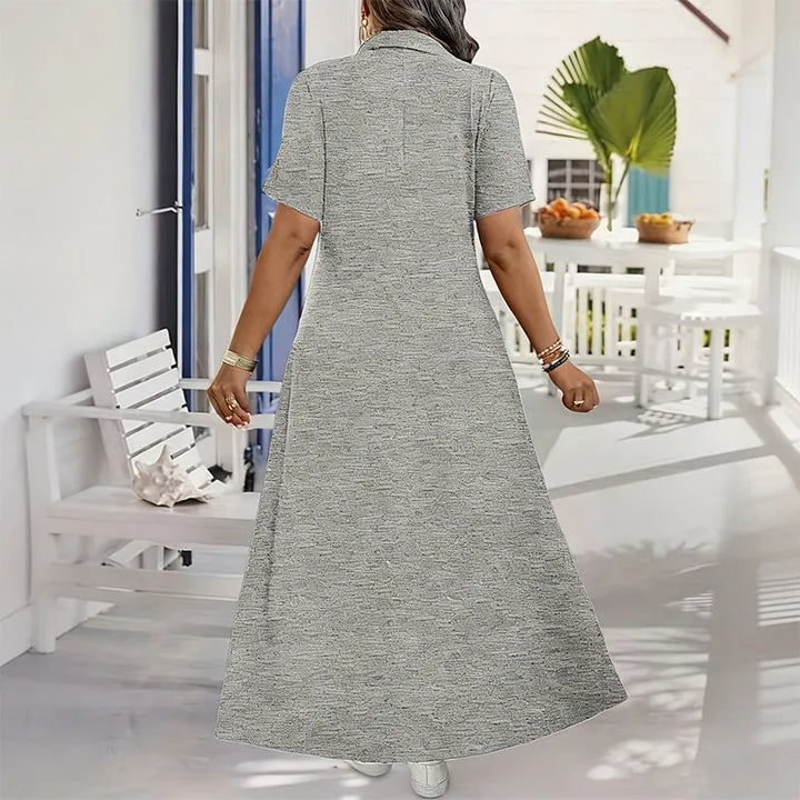 Primelle - Vestido maxi de cuello con cierre, de tacto suave