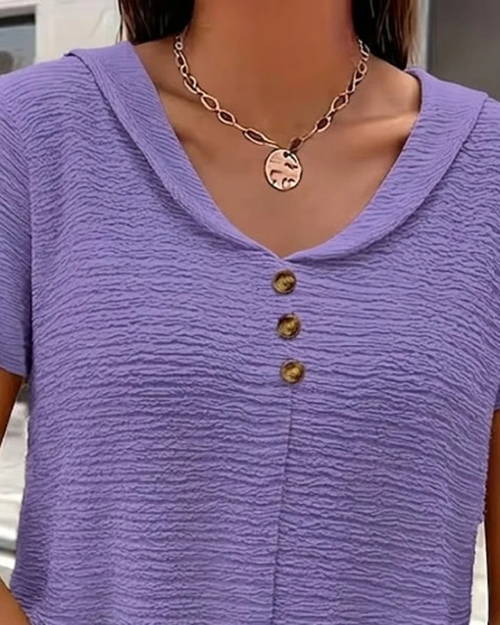 Quintessa - Blusa de escote en V con botones