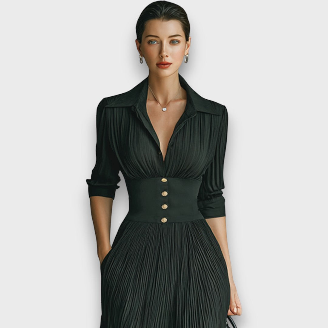 Miryn - Vestido maxi plisado elegante