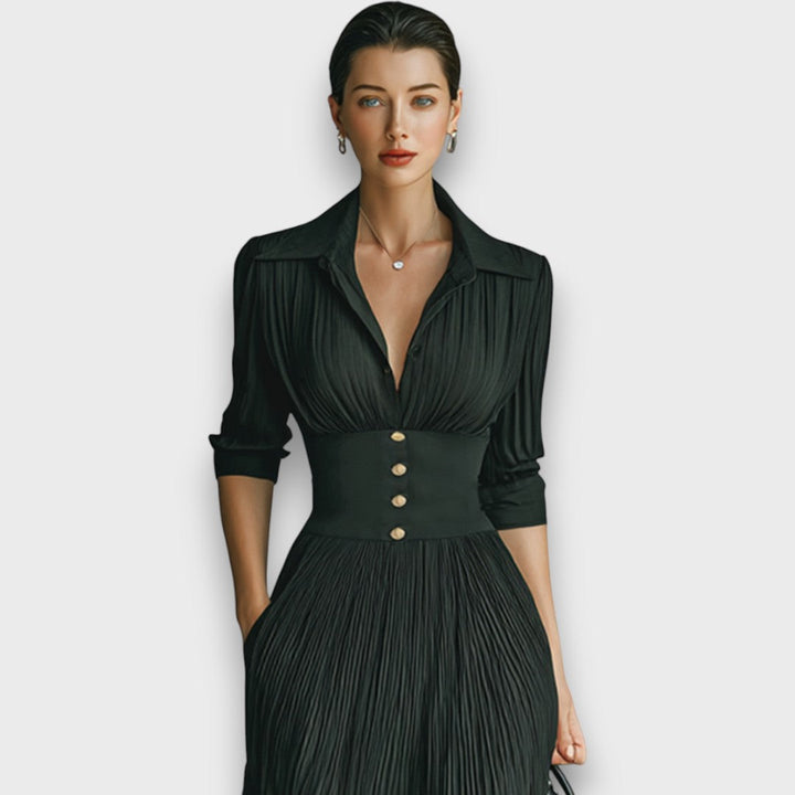 Miryn - Vestido maxi plisado elegante
