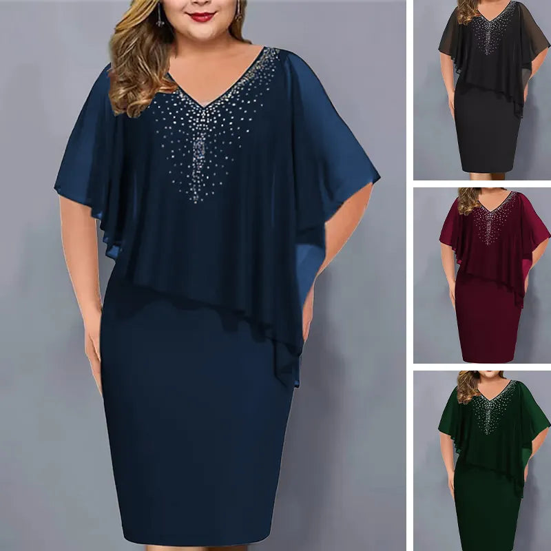 Lirienne - Vestido midi de viscosa con piedras preciosas