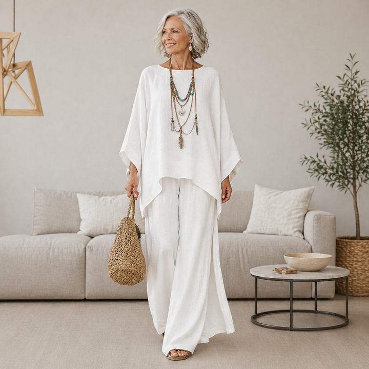 Annisette - Conjunto de dos piezas con pantalón de pierna ancha y tacto suave