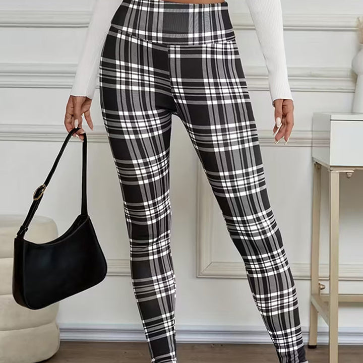 Estelyn - Leggings clásicos a cuadros con elastano
