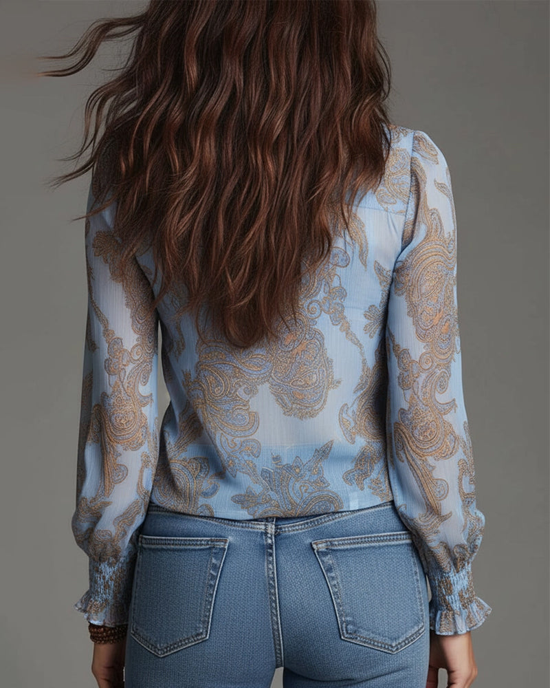 Norina - Blusa con escote en V de tacto suave