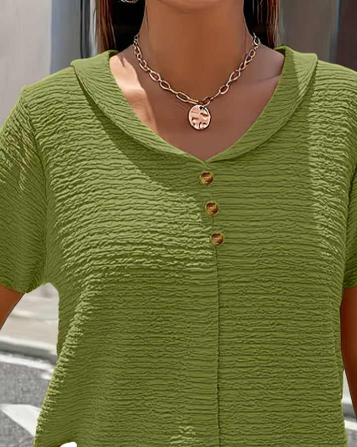 Quintessa - Blusa de escote en V con botones