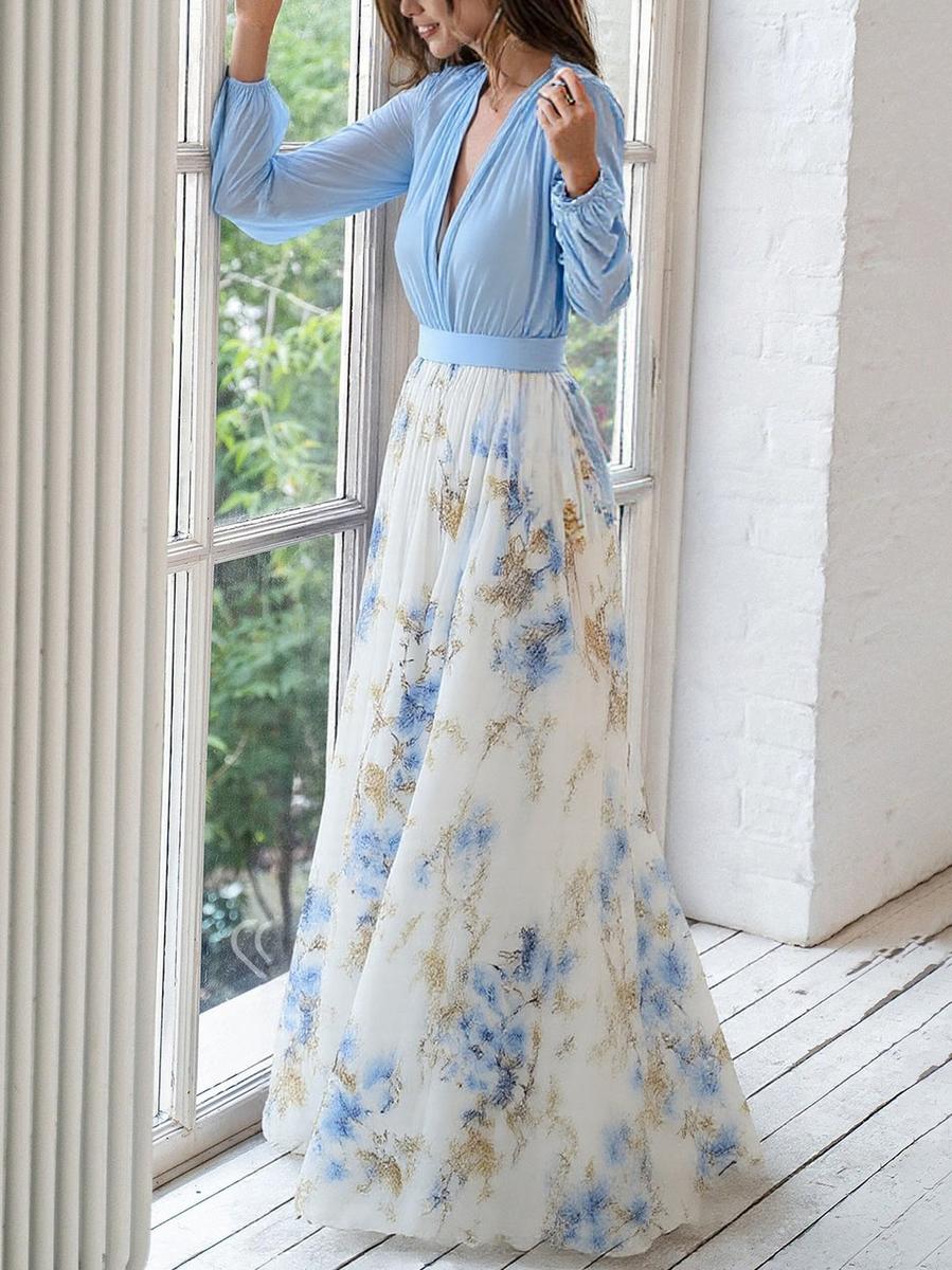 Haislin - Vestido maxi fluido floral