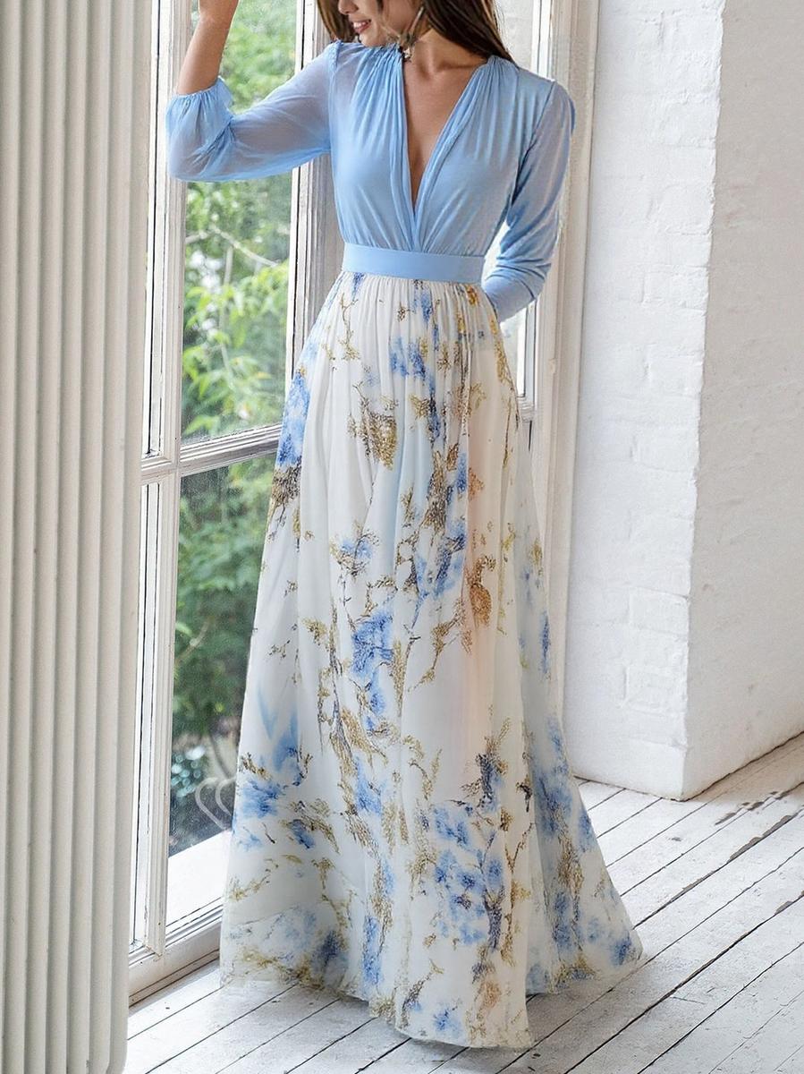 Haislin - Vestido maxi fluido floral