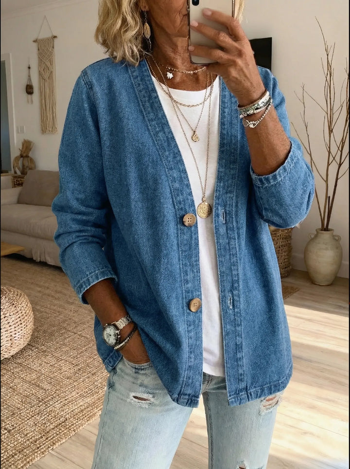 Shiloh - Cárdigan ligero de denim con botones