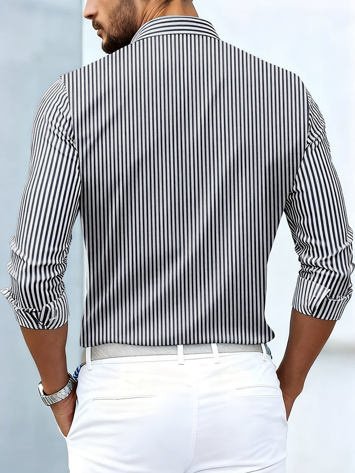 Alverton - Camisa de manga larga a rayas con lavado vintage