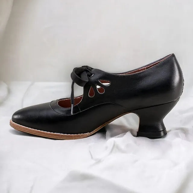 Veralyn - Zapatos de tacón kitten con agujetas vintage