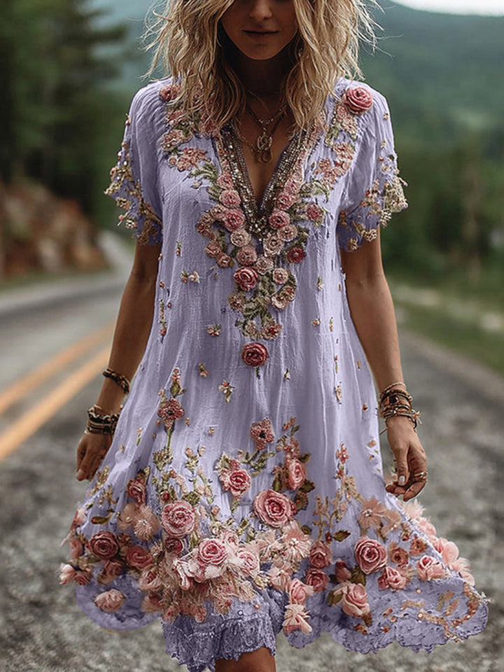 Giselda - Vestido con bordados florales