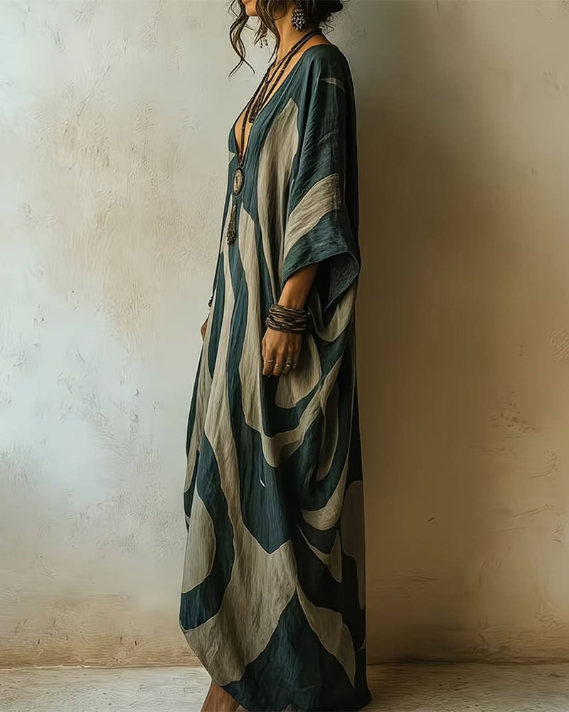 Aramina - Kaftán maxi estampado de lujo