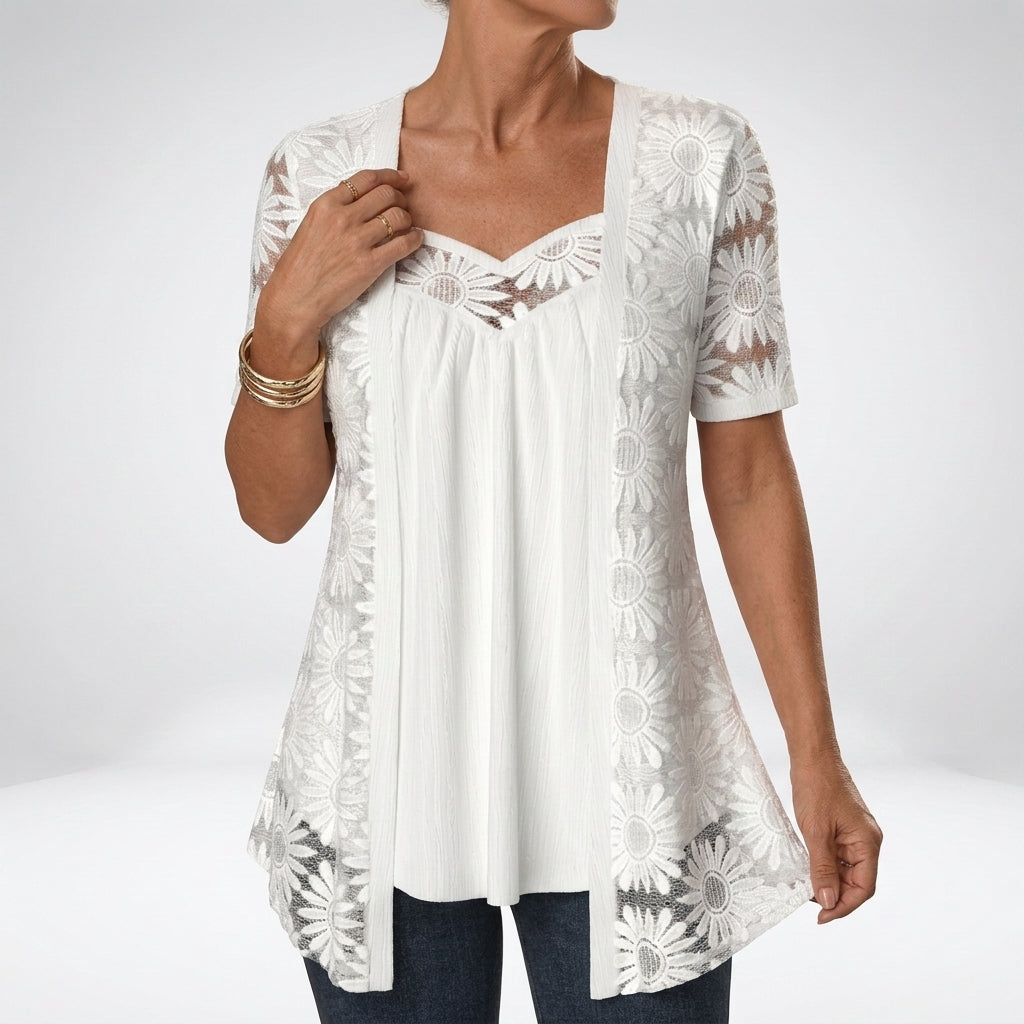 Lucette - Blusa elegante con detalles de encaje