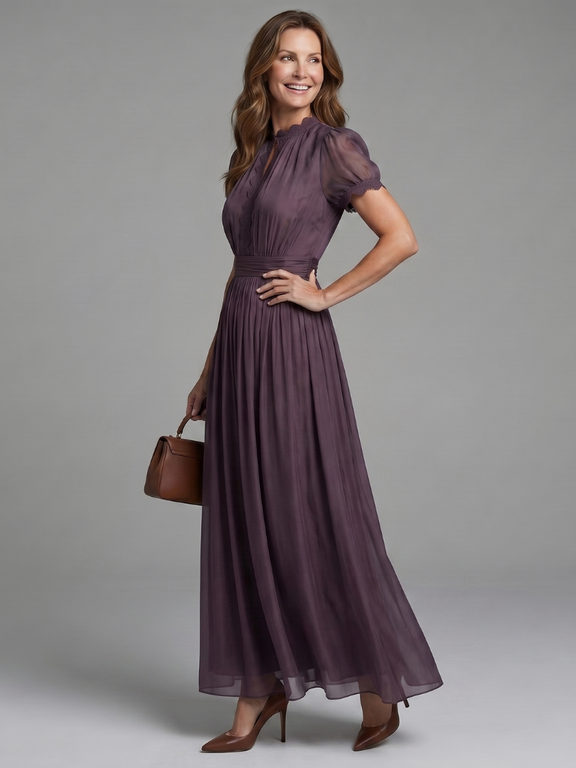 Jovelle - Vestido maxi plisado de tacto suave