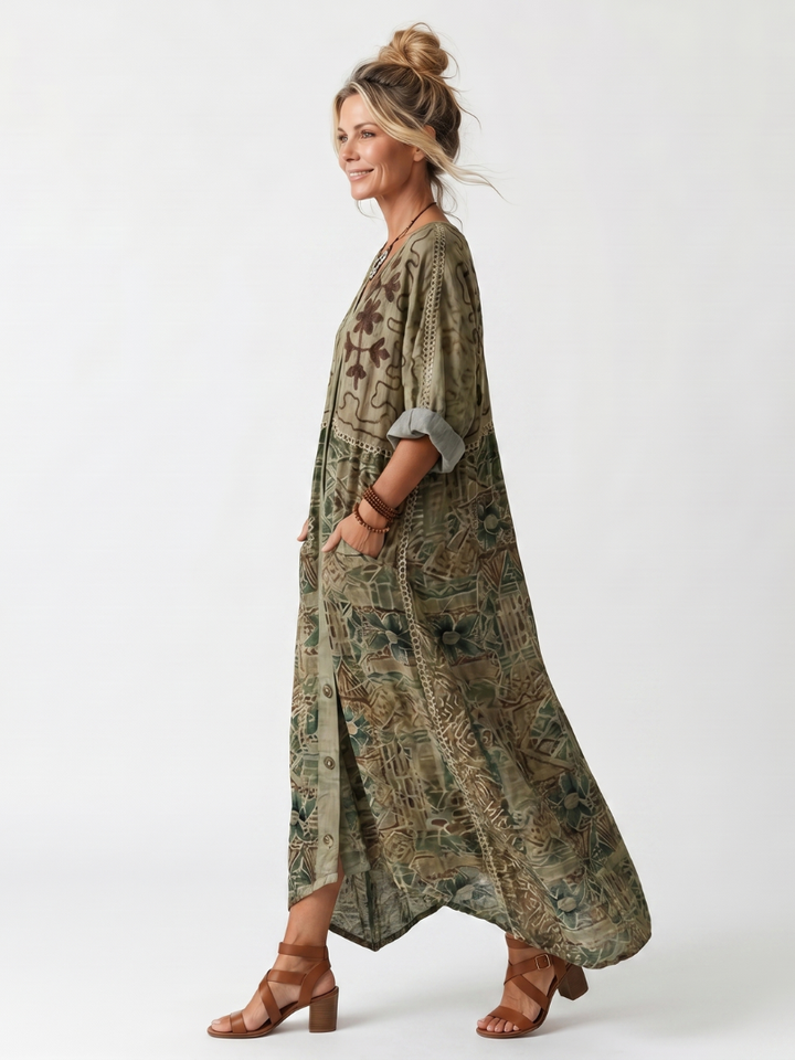 Roselisse - Vestido midi ligero con botones al frente