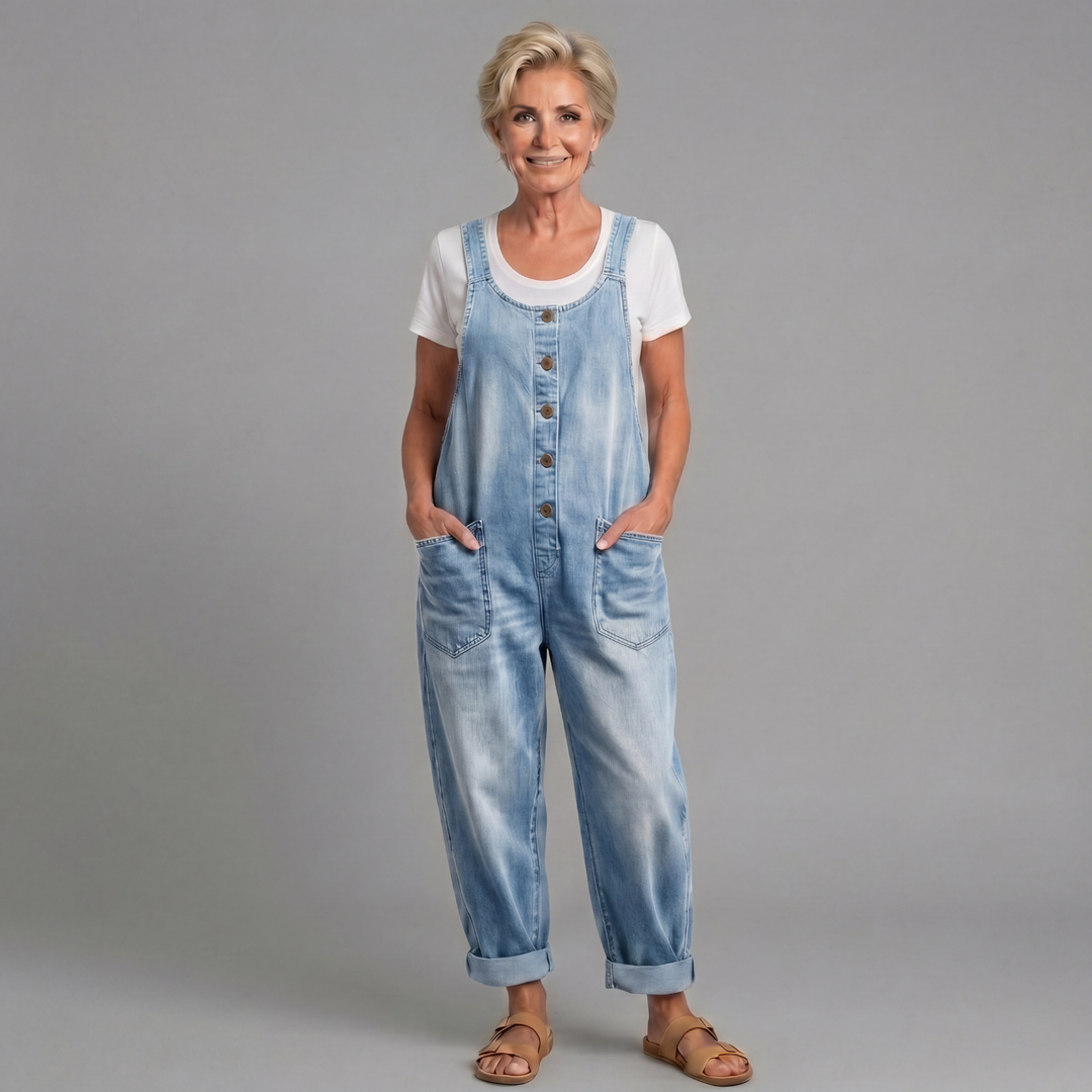 Rowella - Pantalón con tirantes de pierna ancha y suave al tacto