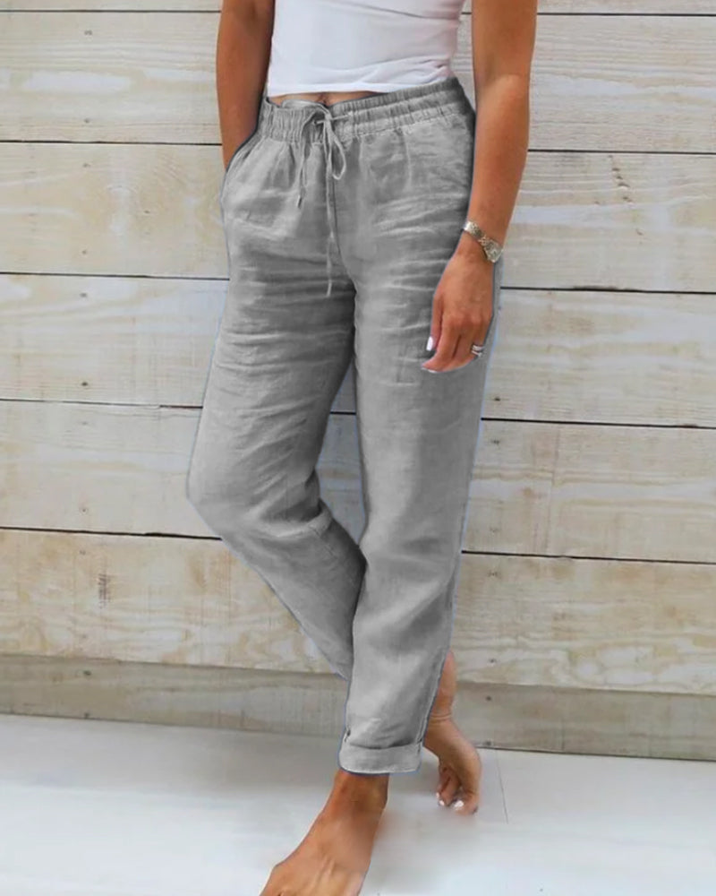 Lorinne - Pantalón de lino con stretch