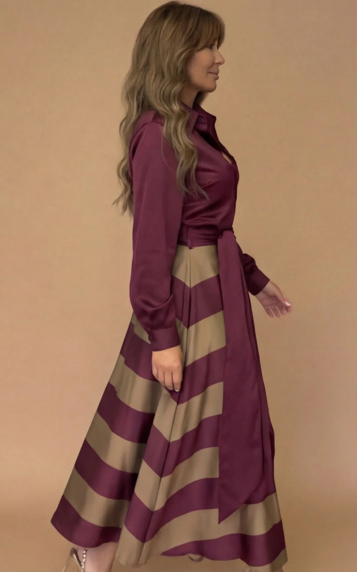 Zivara - Vestido maxi a rayas de tacto suave