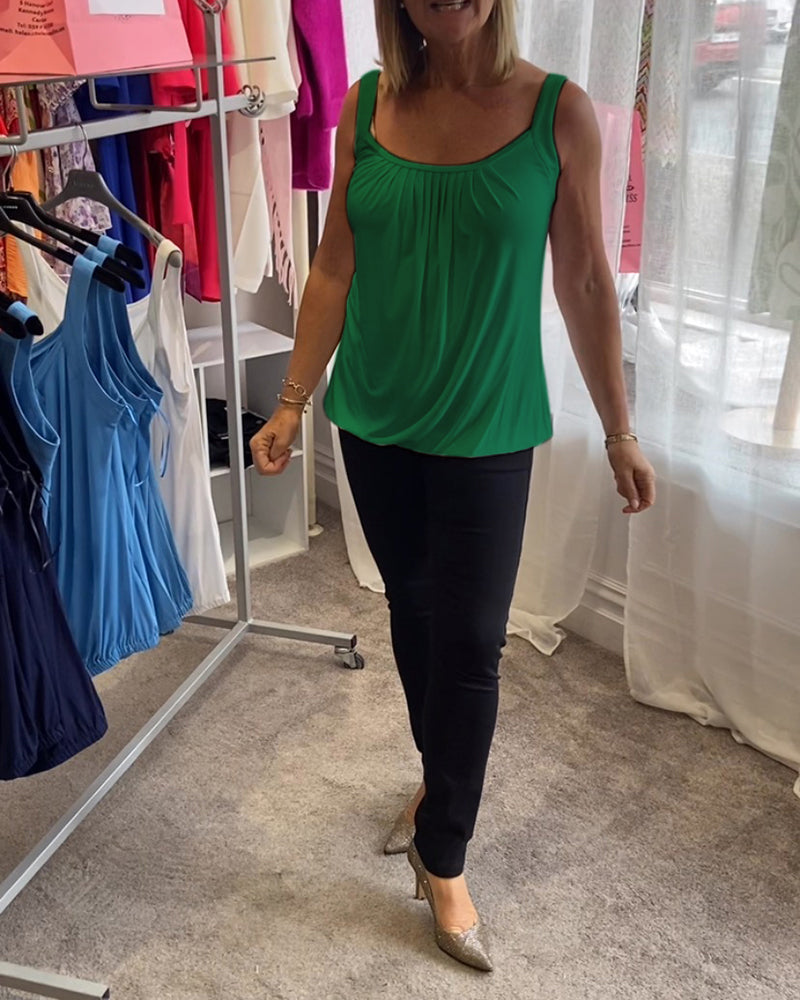Corina - Top sin mangas con escote en U, suave al tacto