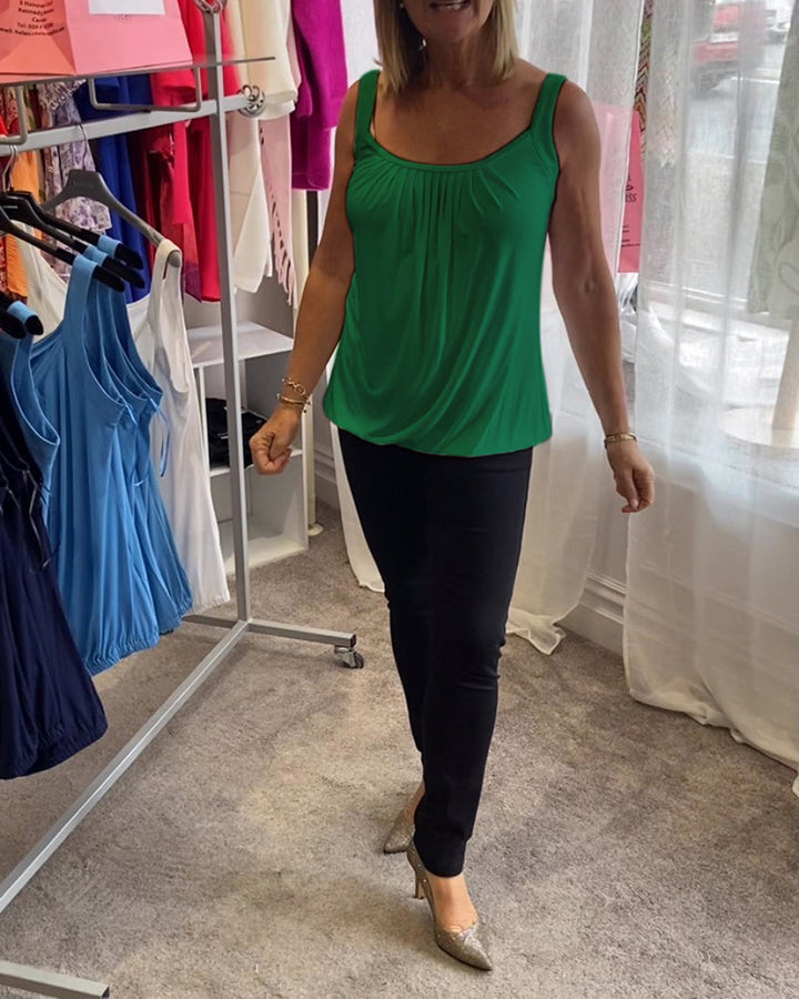 Corina - Top sin mangas con escote en U, suave al tacto