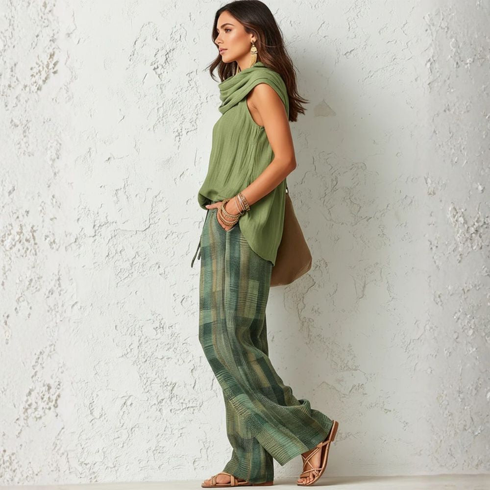 Bernice - Conjunto de dos piezas con pantalón de corte relajado