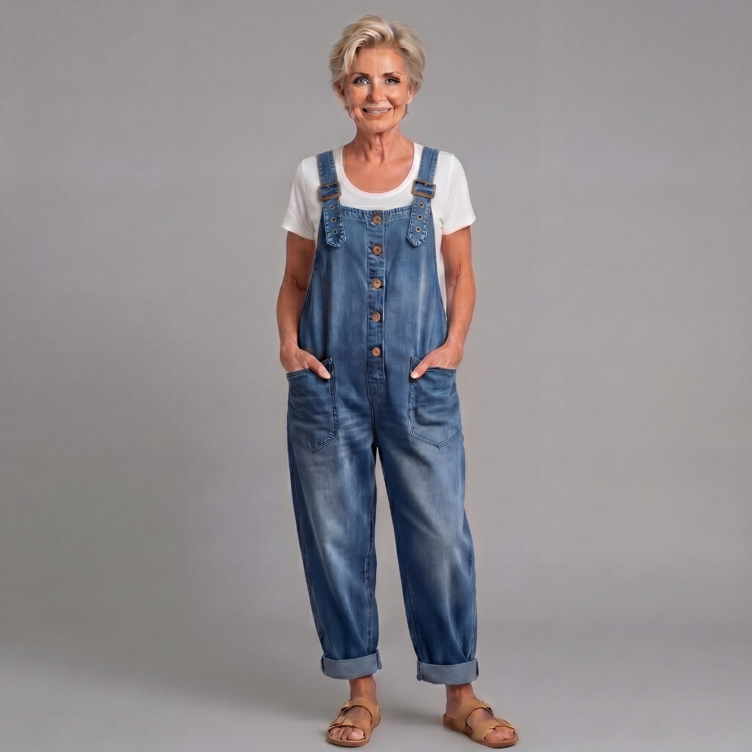 Rowella - Pantalón con tirantes de pierna ancha y suave al tacto