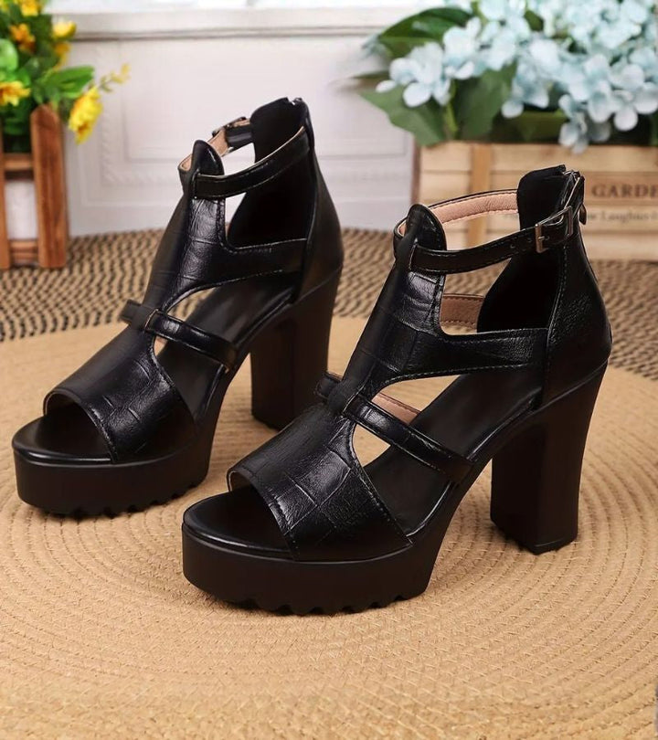 Elestine - Sandalias estilo gladiador con plataforma esculpida