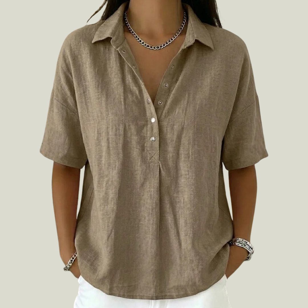 Nina - Blusa de tacto suave con cuello semialto