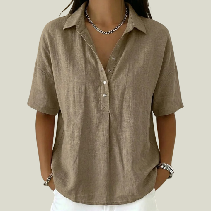 Nina - Blusa de tacto suave con cuello semialto