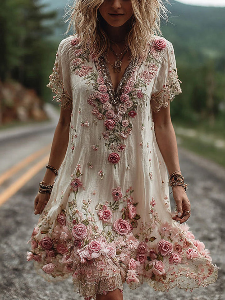 Giselda - Vestido con bordados florales