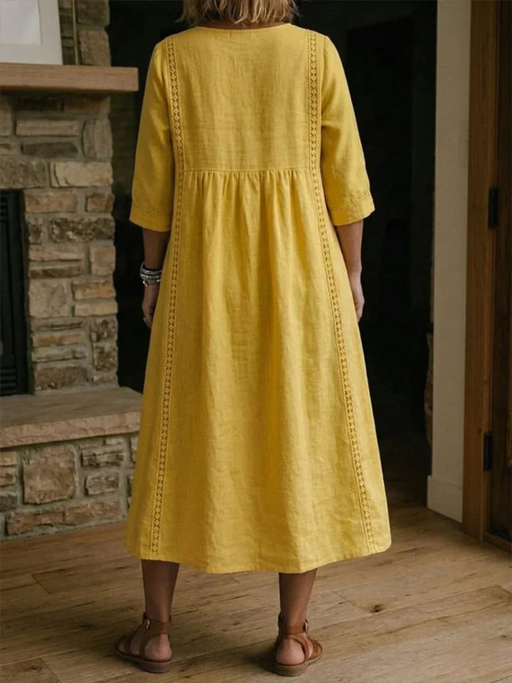 Rovina - Vestido midi de manga 3/4 con corte relajado
