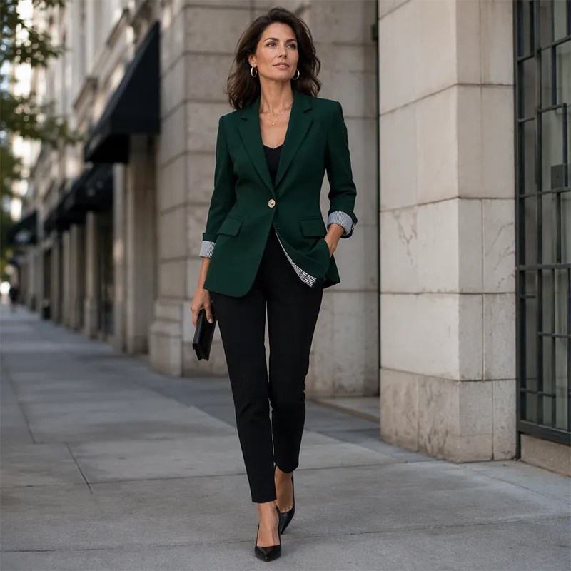Celenya - Blazer clásico con mangas arremangadas