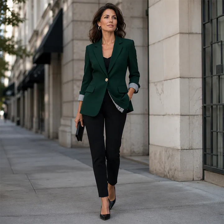 Celenya - Blazer clásico con mangas arremangadas