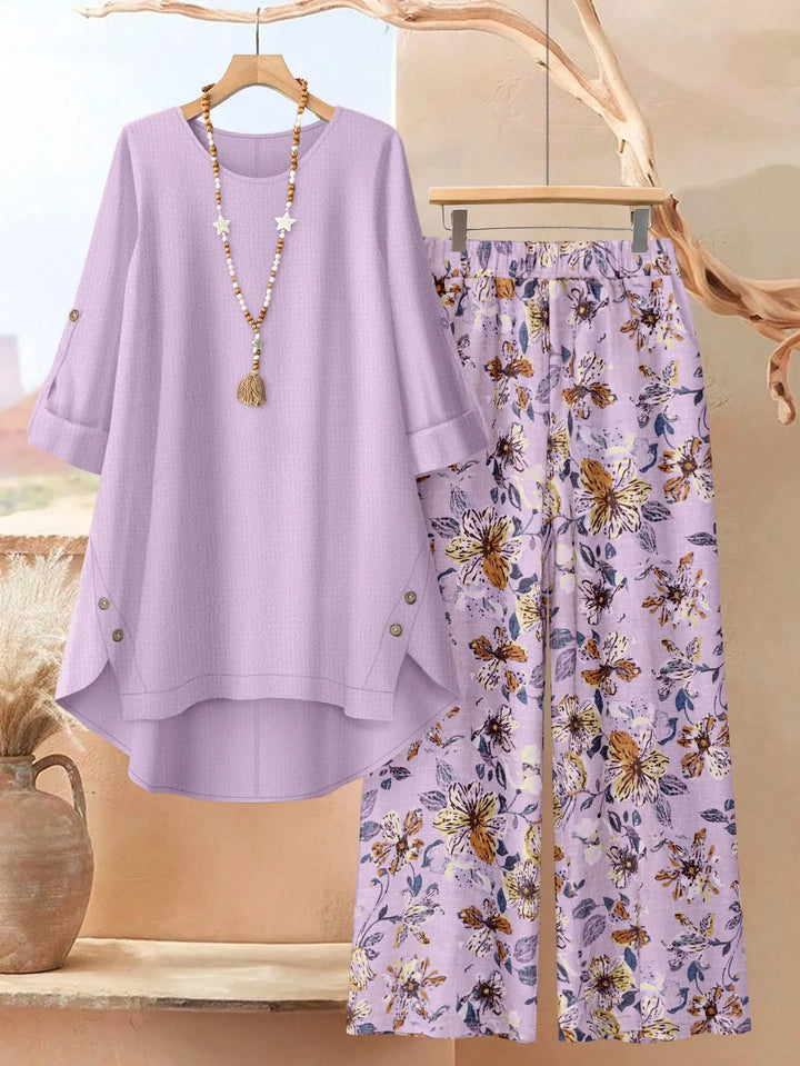 Rosette - Conjunto de túnica estilo capa ligera y pantalón de pierna ancha