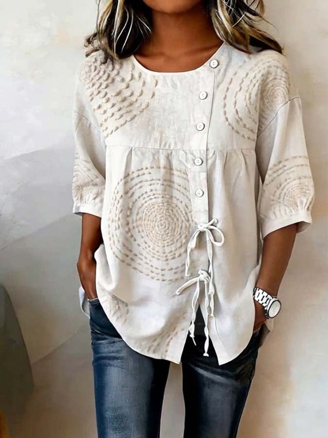 Kalliope - Blusa casual con botones al frente