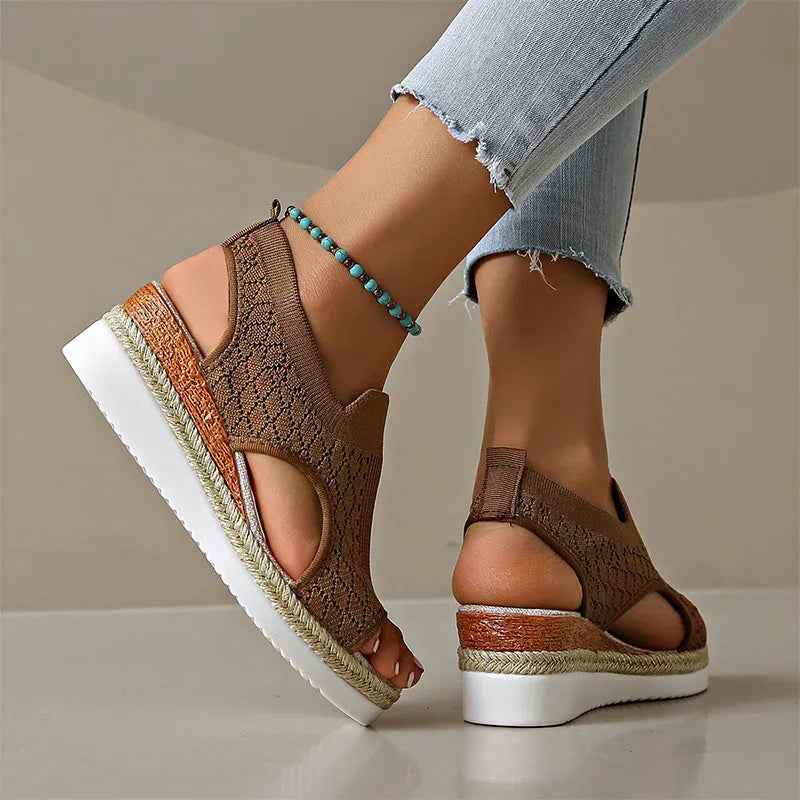 Orianne - Sandalias de cuña con punta abierta y transpirables