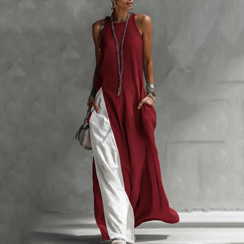 Zarella - Vestido largo con bloques de color de tacto suave