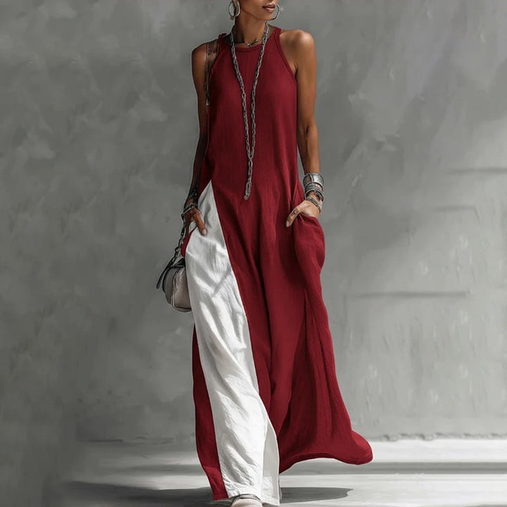 Zarella - Vestido largo con bloques de color de tacto suave