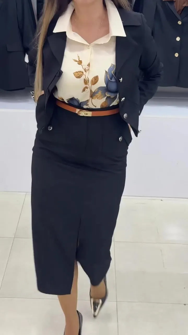 Xavina - Conjunto de blazer y falda hecho a la medida