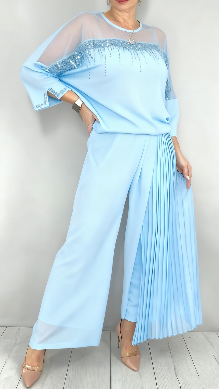 Caia - Conjunto de dos piezas con pantalón y apliques decorativos