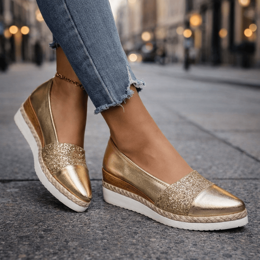 Kirsty - Zapatillas de cuña brillantes