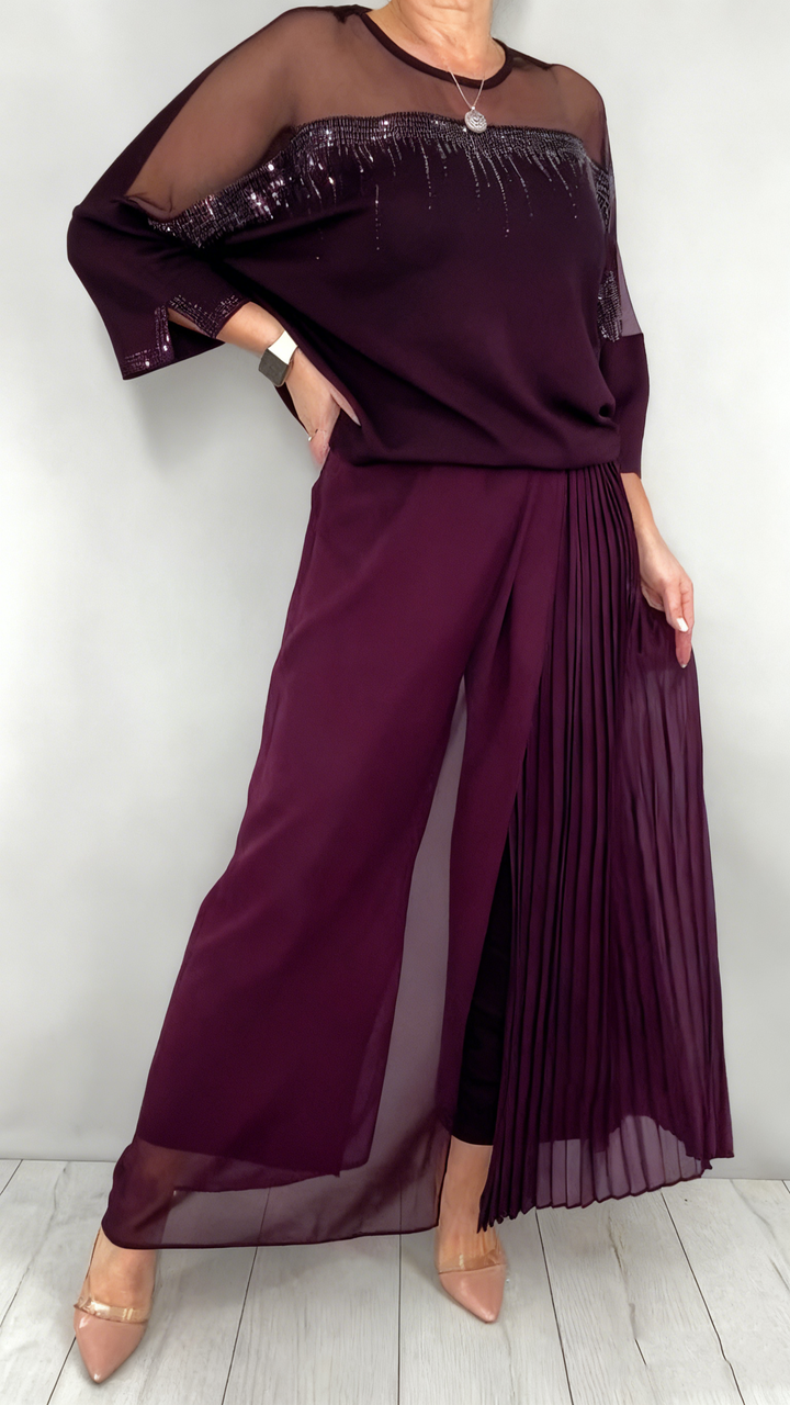 Caia - Conjunto de dos piezas con pantalón y apliques decorativos
