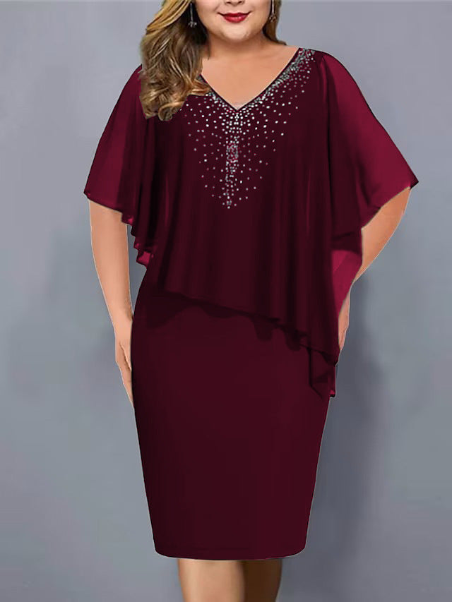 Lirienne - Vestido midi de viscosa con piedras preciosas