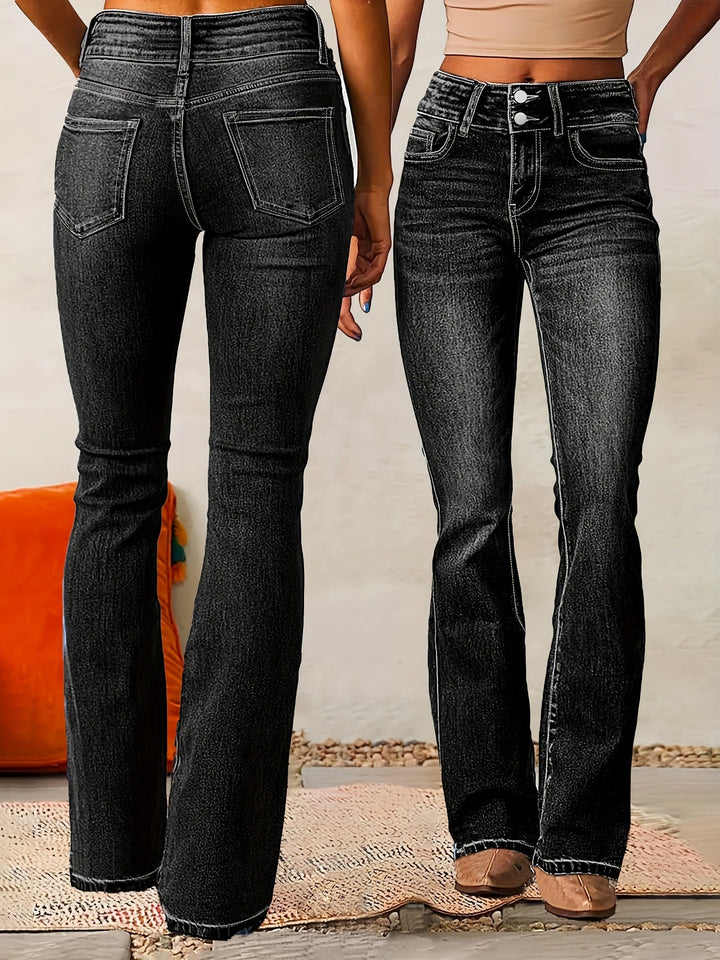 Evarra - Jeans acampanados de tiro alto con stretch suave