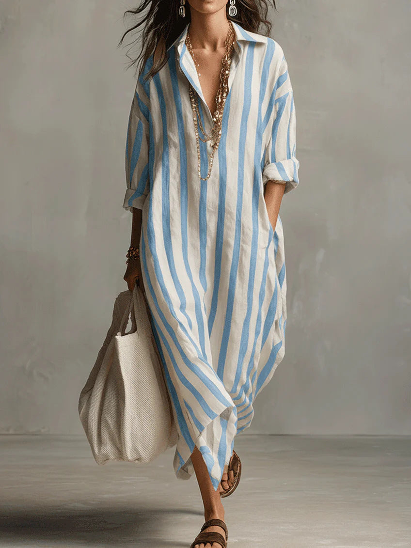 Velinna - Vestido largo de lino fresco