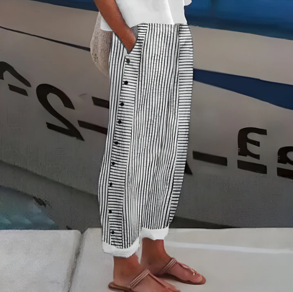 Yareli - Pantalón de pierna ancha a rayas