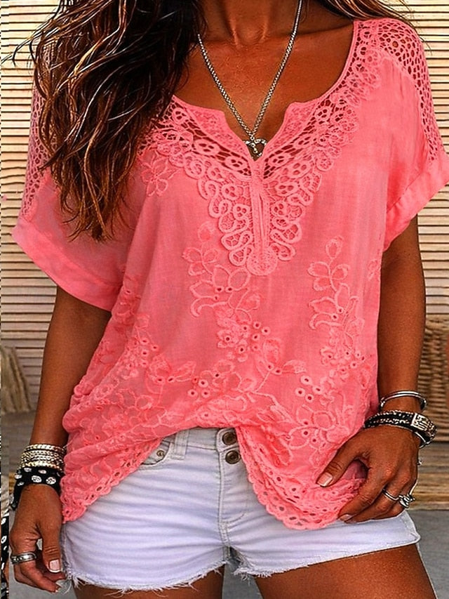 Ember - Blusa de encaje bordado con escote en V