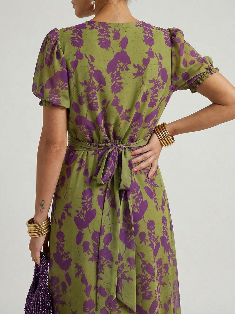 Odetta - Vestido midi floral de tacto suave
