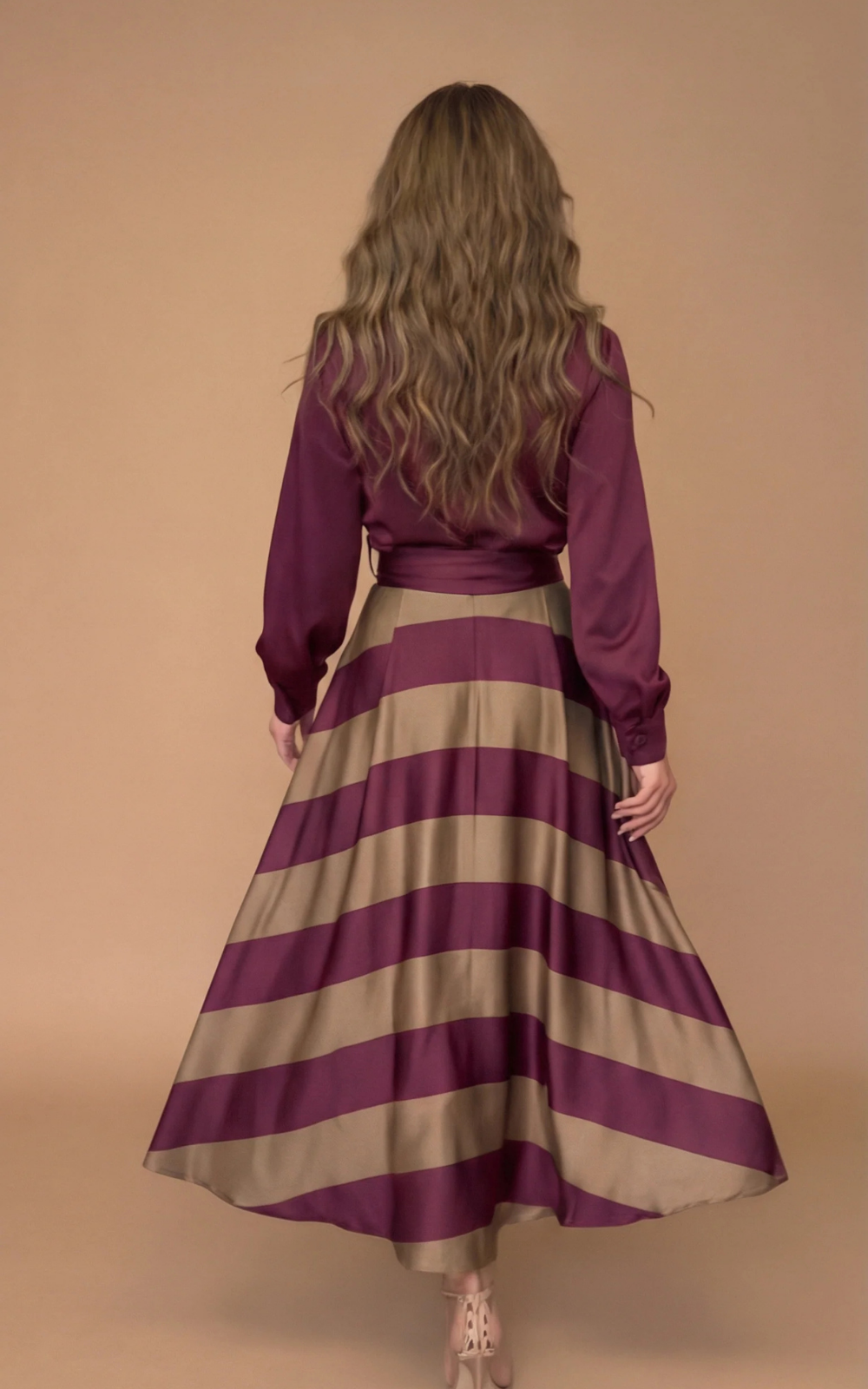 Zivara - Vestido maxi a rayas de tacto suave